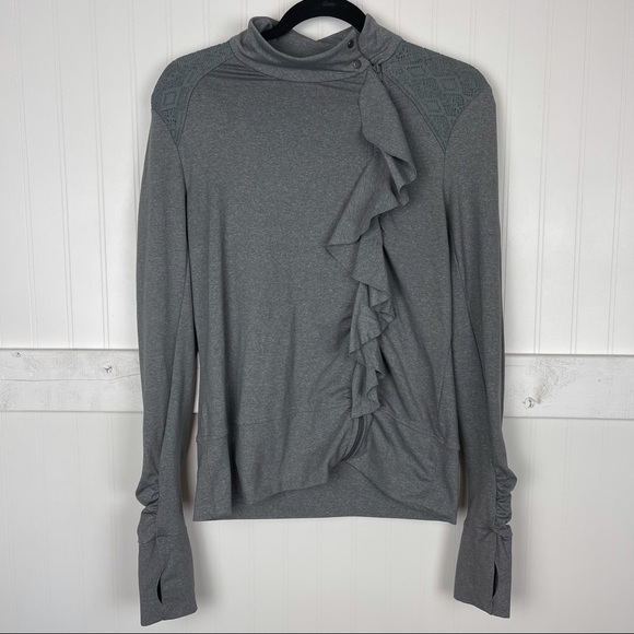 ANTHROPOLOGIE Pure + Good Gray Athletic Ruffle Jacket - Picture 2 of 6